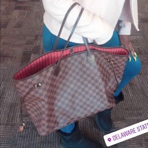 Louie Vuitton Red Leather Tote